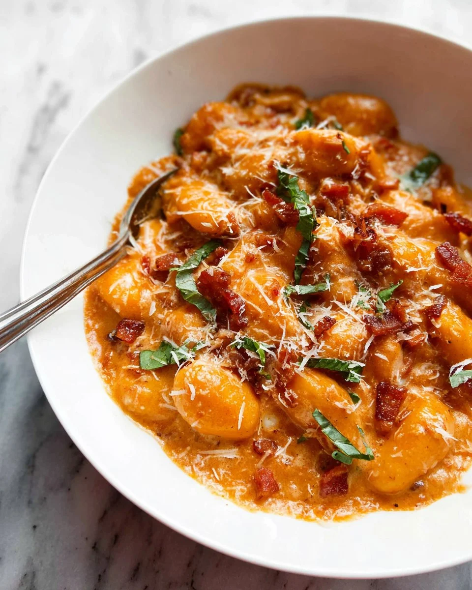 Spicy Tomato Gnocchi with Bacon 107